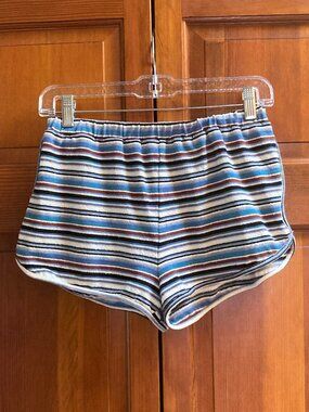 Lovers and Friends Terrycloth Cotton Blend Shorts - Size Med - Blue white brown